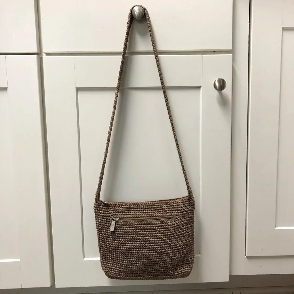 The Sak Knit Crossbody Purse Fabiana Bag Neutral Ton Taupe Tan Chunky Knit Beige